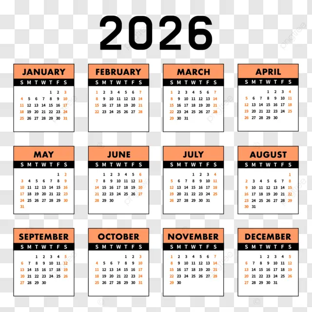 2026日历彩色美丽2026日历 向量