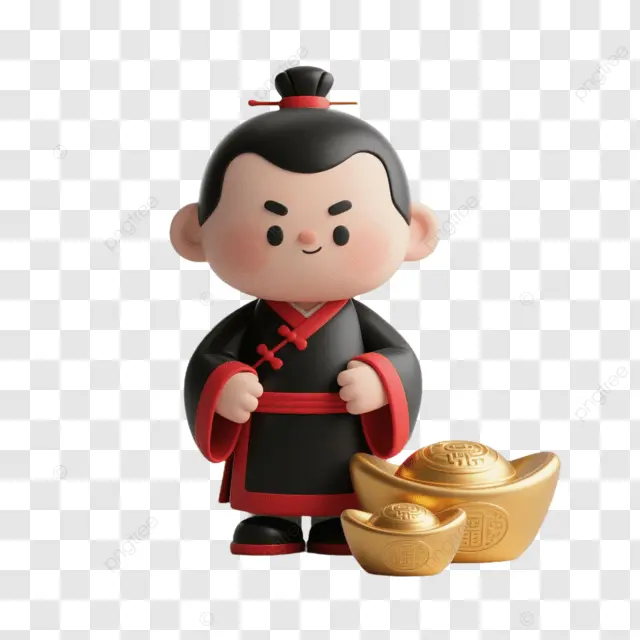 中国新年人物伴金元宝