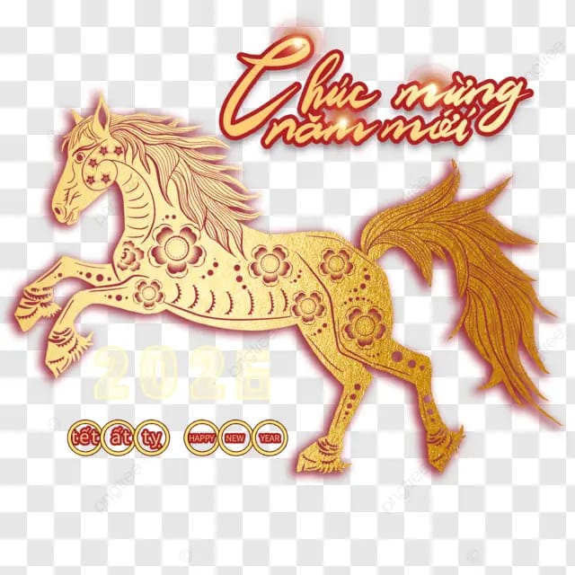 2026越南马年越南春节春节快乐越南传统节日卡通马新年快乐生肖马金马飞奔的马