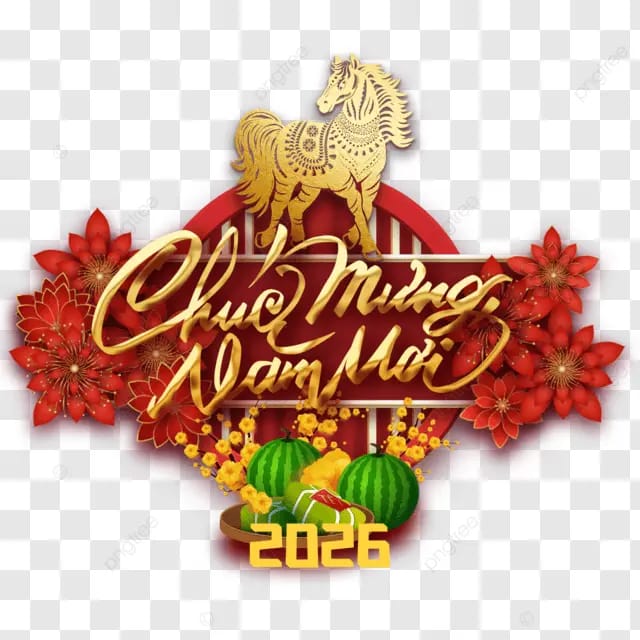 2026年越南春节越南小马越南节日庆祝金色小马金色剪纸小马西瓜方粽杏花