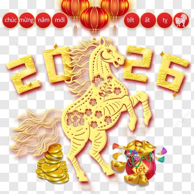 2026年马年越南杏花花朵春节农历新年生肖马年新年快乐卡通马过年节日福袋