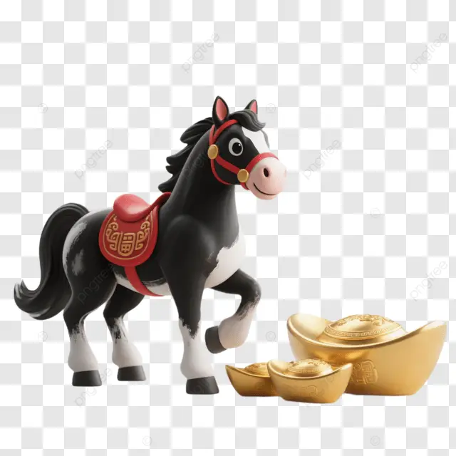 2026马年棕马握金元宝穿红衣