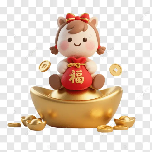 2026马年棕马坐金元宝持 福”