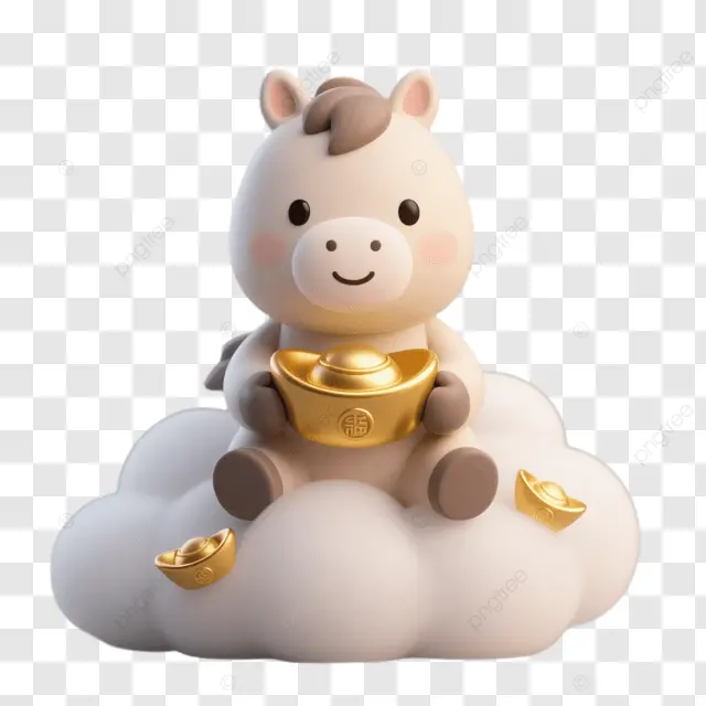 春节棕马攥金元宝穿红衣