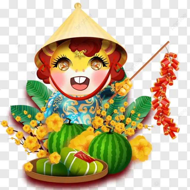 越南春节马年2026年传统节日鞭炮西瓜杏花年糕