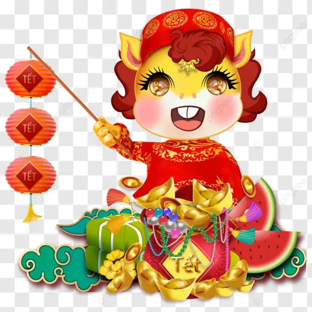 越南春节马年2026马年卡通灯笼西瓜祥云