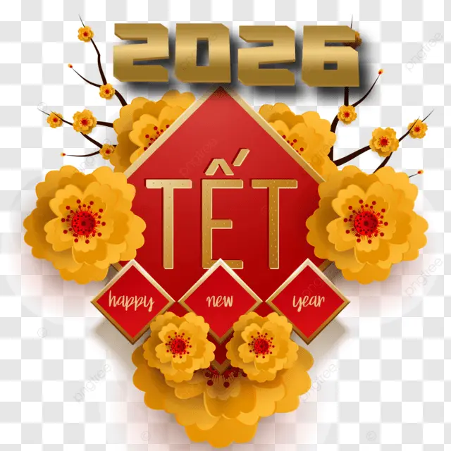 越南新年 马年 2026 十二生肖 马 越南传统节日 杏花枝条 矢量