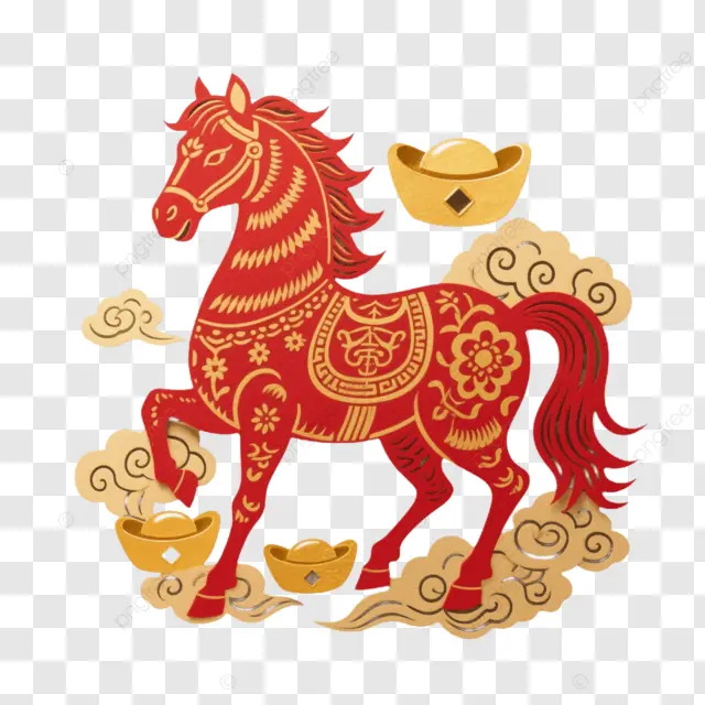 2026马年红马随金元宝云纹