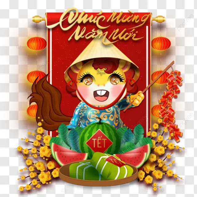 2026年春节越南传统服饰鞭炮西瓜粽子杏花