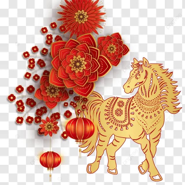 春节2026马年马跃新春红金交辉花朵剪纸福满人间春节祥和团圆文化传承节庆纹样福运连连