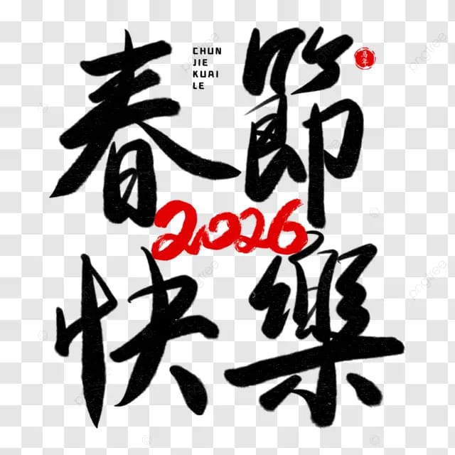 春节马年2026年剪纸马春节快乐书法艺术字体