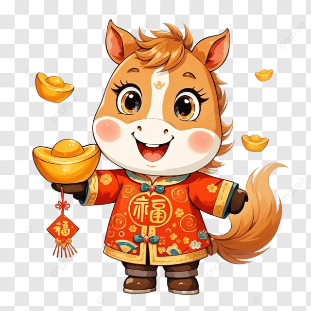 马年卡通水彩马宝宝