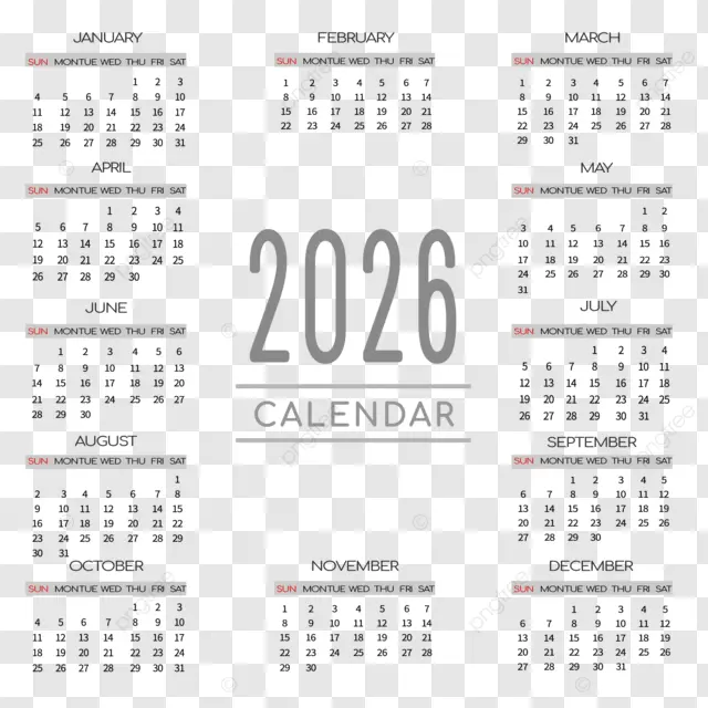 2026英语日历 向量