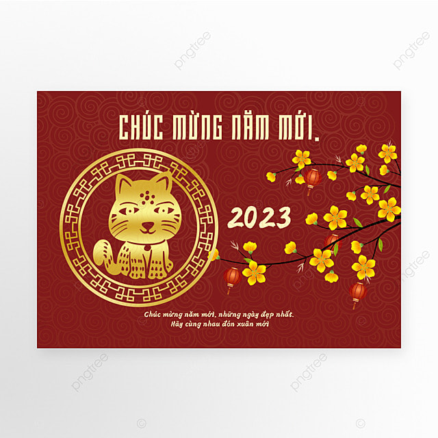 越南新年猫年传统节日红色模板