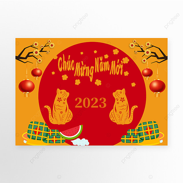 越南新年猫年橙色横图