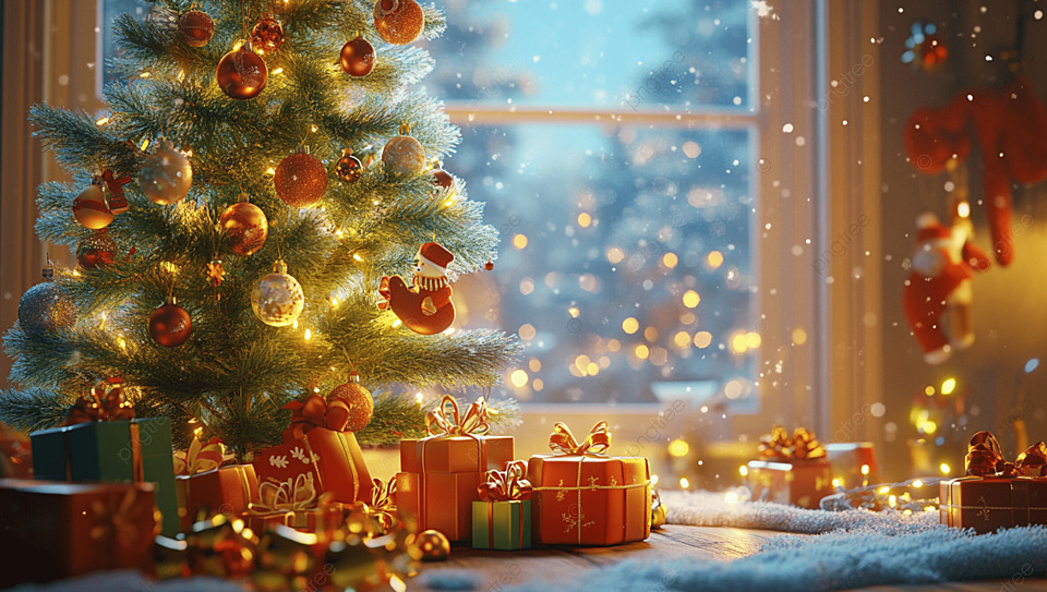 圣诞节立体氛围装饰桌面背景