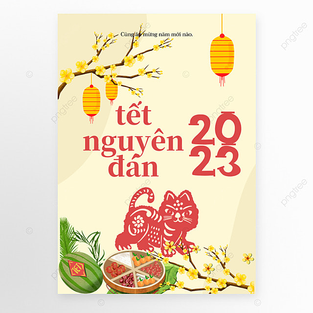 越南猫年新年黄色风格模板