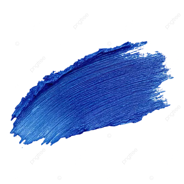 鲜艳的群青色抽象丙烯颜料笔触，带有鬃毛状纹理