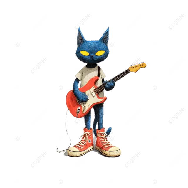 穿着鞋子弹吉他的皮特猫