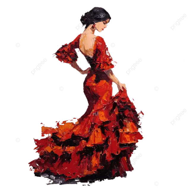 充满活力的弗拉明戈舞者，以热情洋溢的笔触描绘在油画中