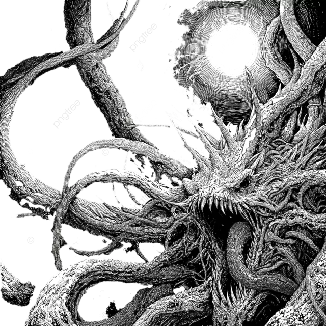 宇宙恐怖生物，线条复杂，怪诞多肢实体