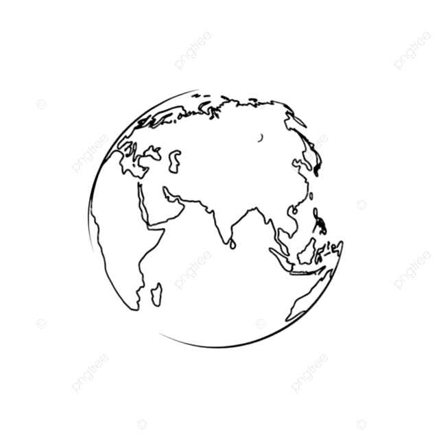 地球正面视角极简线条画，以印度地区为中心