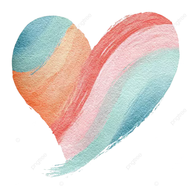 柔和粉彩风格的梦幻水彩心形图案，充满童趣。