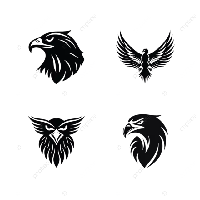 四款极简主义黑色矢量帝国鹰头标志