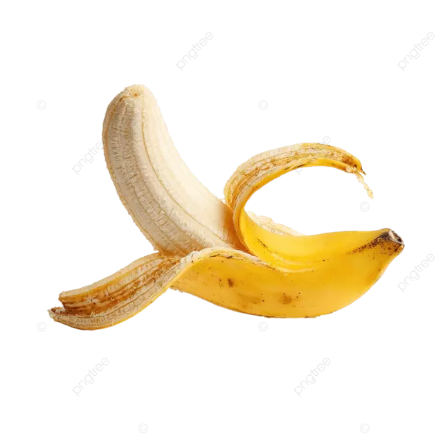 一张单独的香蕉皮照片，白色背景，摄影棚灯光照射下拍摄 PNG格式 。