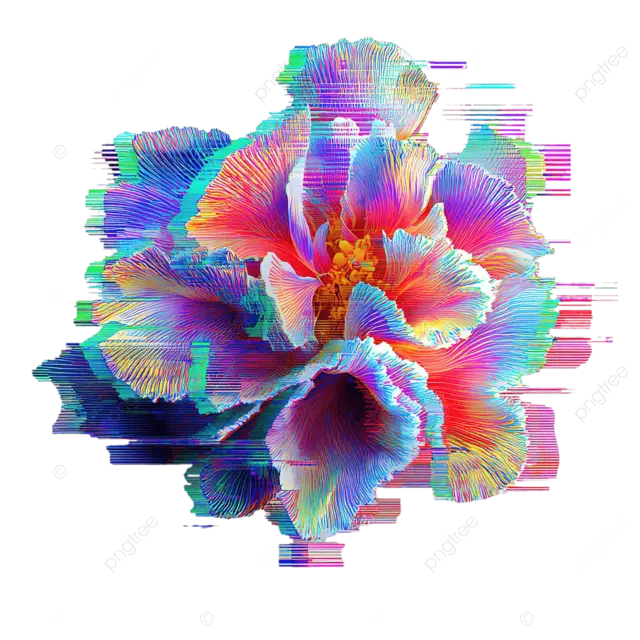 发光像素光晕霓虹花瓣故障矢量线条色差