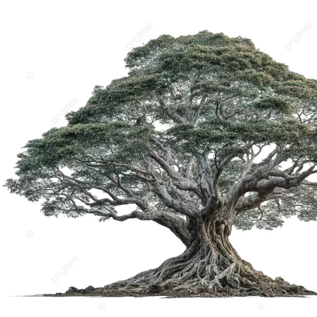 一棵百年古树，地下根系清晰可见