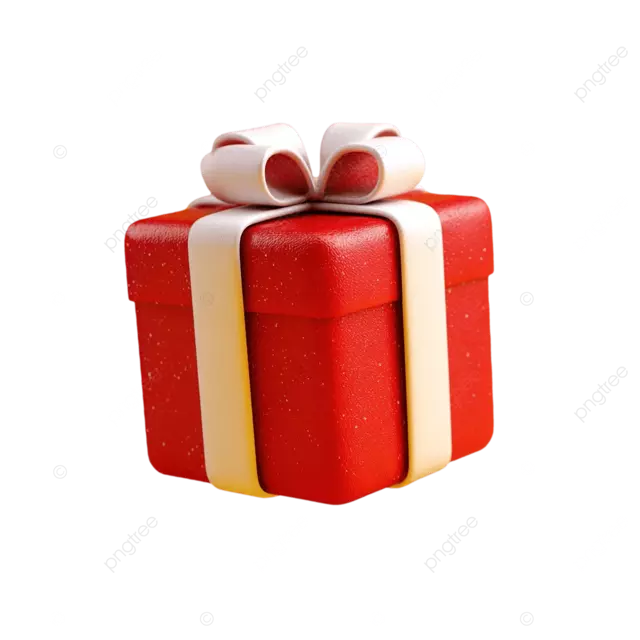 黄白相间的背景上的红色礼物 3D 插图