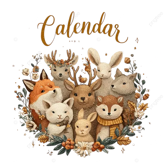 林地动物朋友季节日历插图