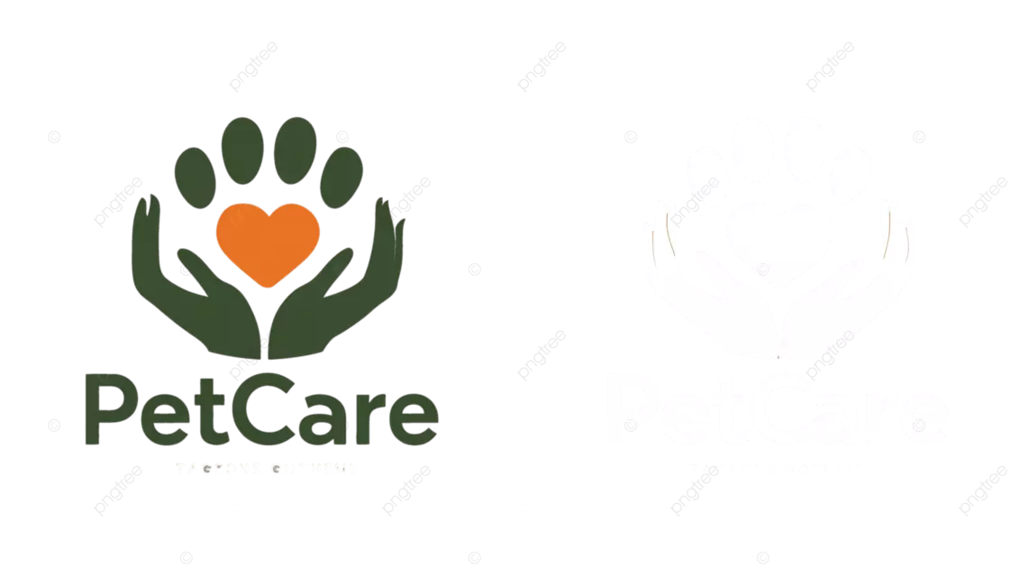 两款宠物护理标志设计，分别以爪印和心形手印为特色