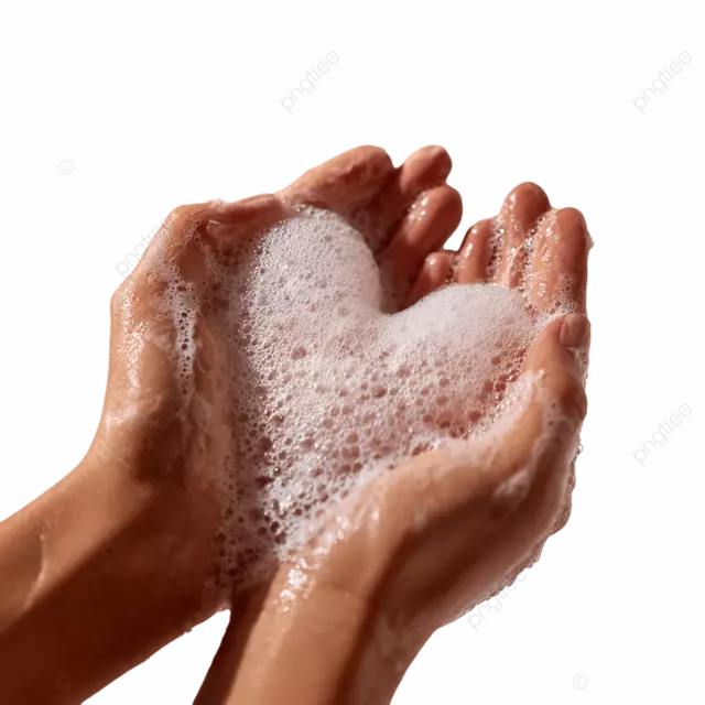 浴缸里的洗手肥皂泡沫心形浪漫清洁简约自然光
