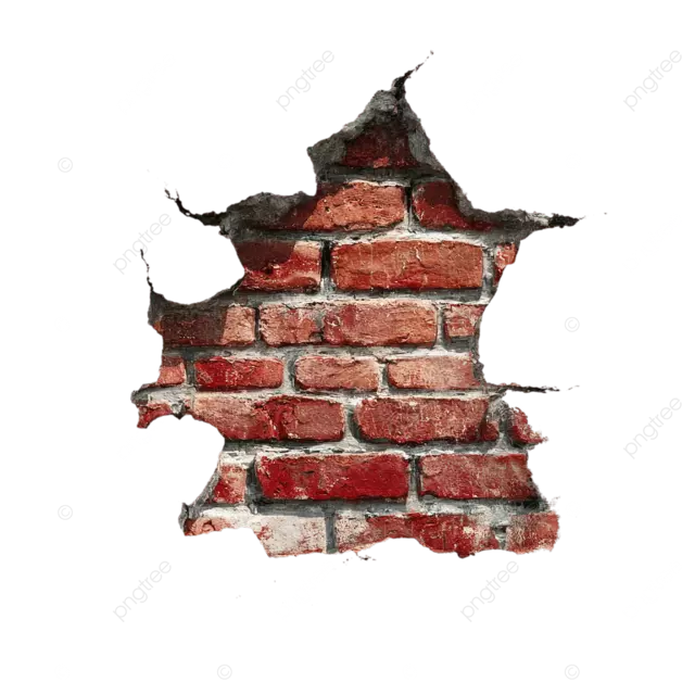 陈年破裂的砖墙，带剥离石膏和纹理细节