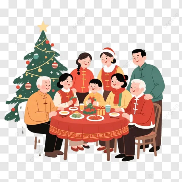 团圆餐桌上的人物
