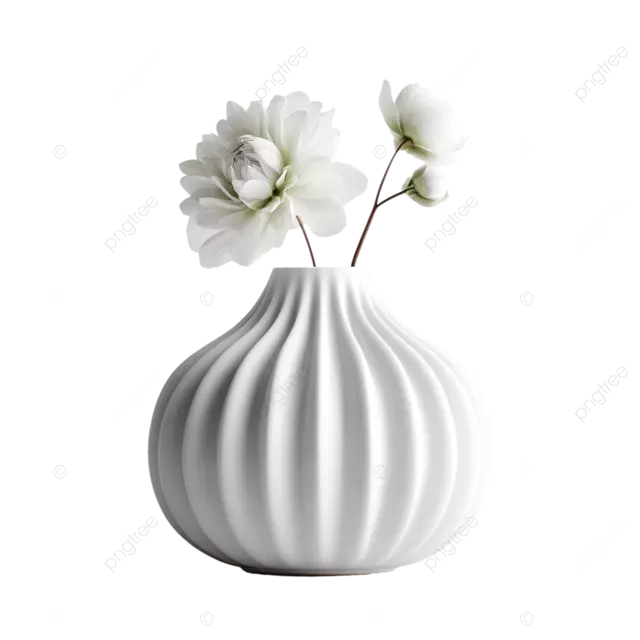 光滑的极简主义3D打印花瓶雕刻设计白色背景专业目录图像