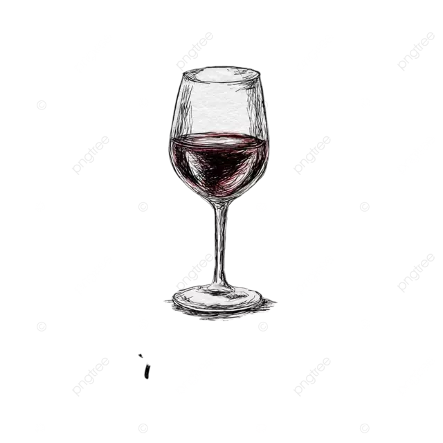优雅的玻璃红酒手绘藤蔓雷司令素描简约奢华葡萄园文化