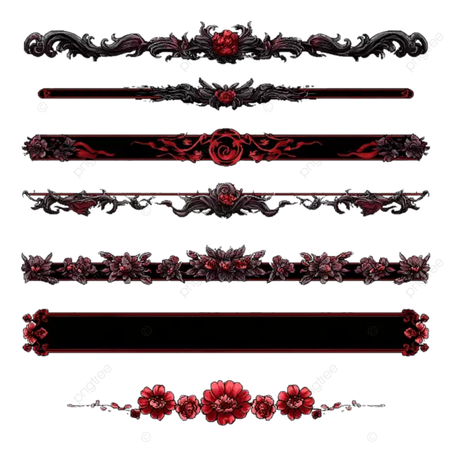 冥王启发的神话书籍边框粗体红色深色花卉PNG设计
