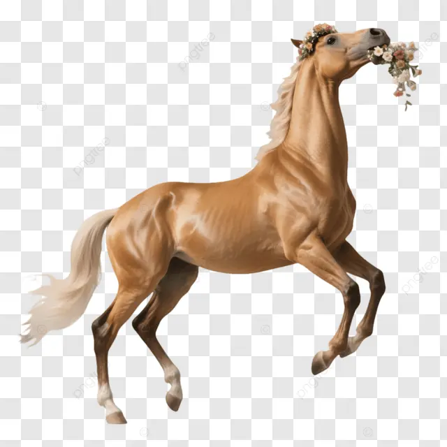 棕马跃起户外卡通风格