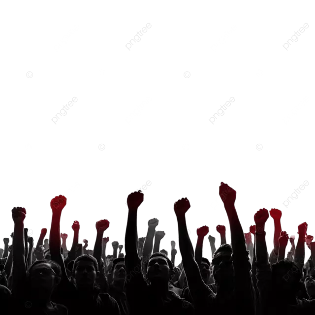 人们在户外夏季抗议活动中争取人权