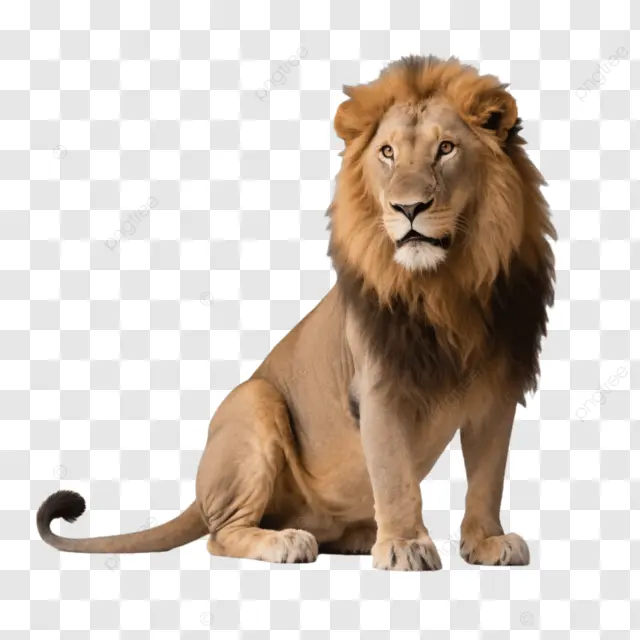 狮子坐立户外写实风格