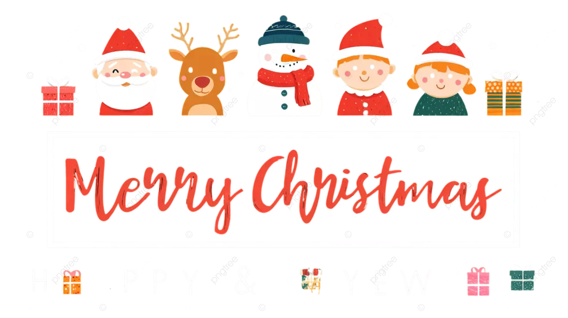 一幅充满节日气氛的圣诞场景，有雪人 圣诞老人 孩子们和色彩缤纷的礼物。