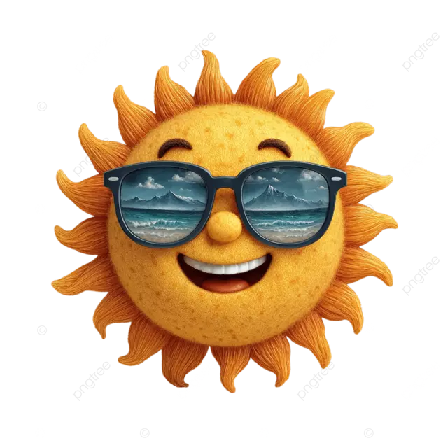 白色背景上的笑脸太阳戴着太阳镜剪贴画