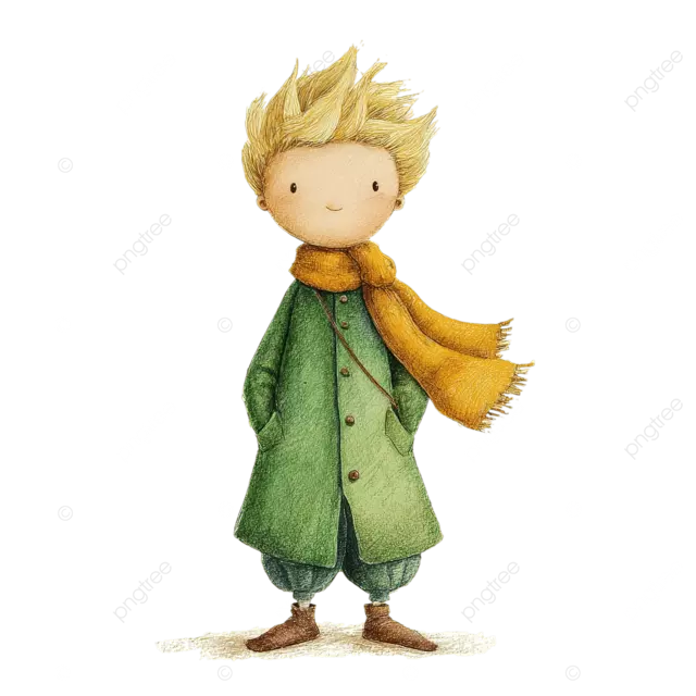 小王子绿色服装黄色头发围巾棕色鞋子冒险皮克斯风格
