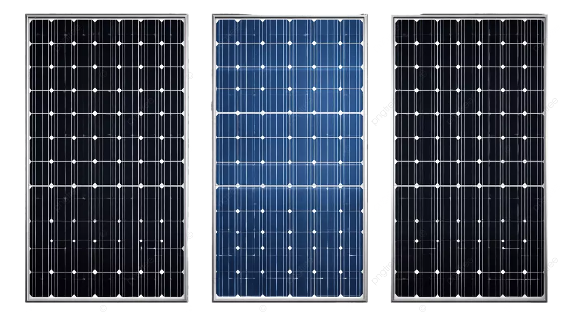 黑色背景上的蓝色太阳能电池板，带有白色电池片