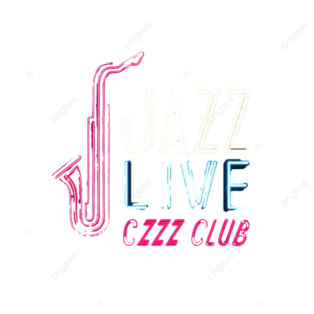 爵士乐现场霓虹夜总会标志设计萨克斯管 j 和 zz 在白色背景上