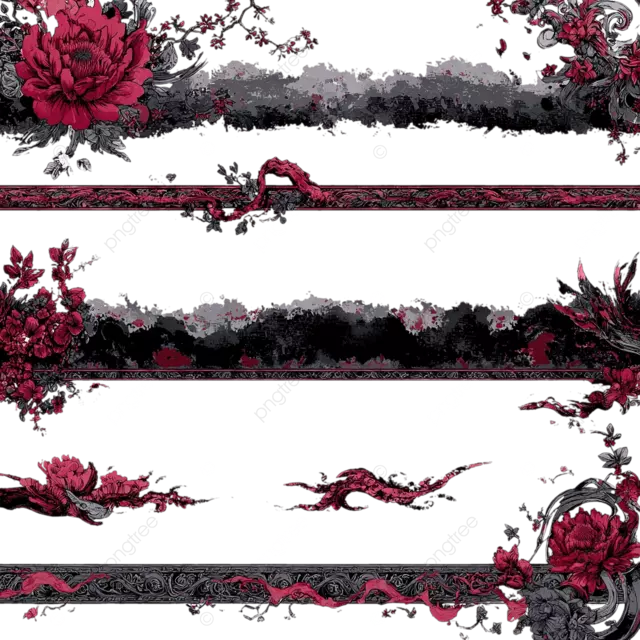 冥王启发的神话书籍边框粗体红色深色花卉PNG设计