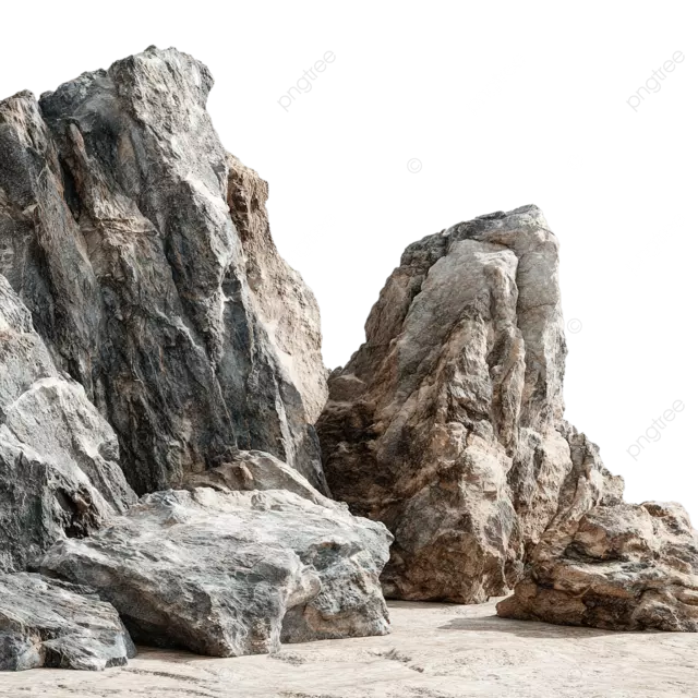 户外岩石场景干净的岩石特写摄影高清超精细 16k 白色背景